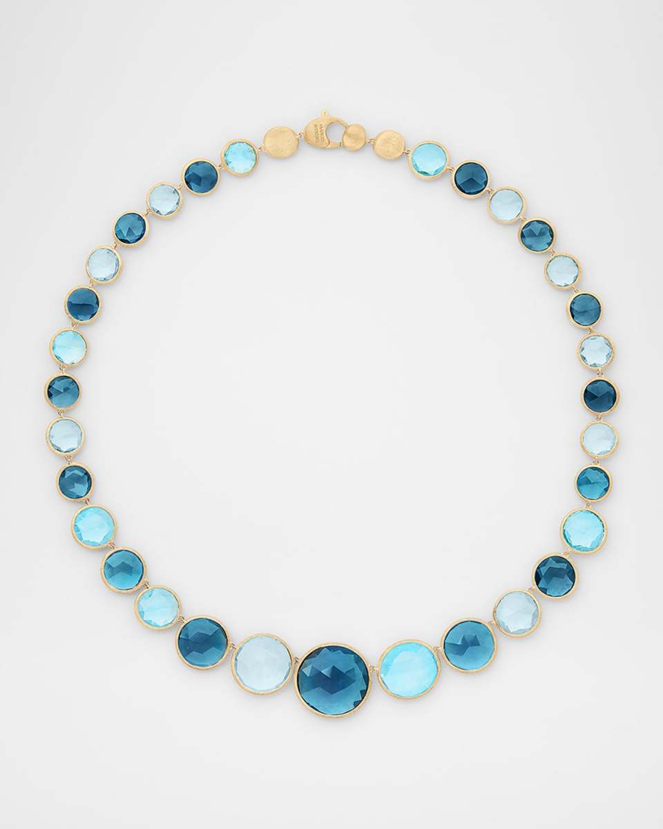 18K Yellow Gold Graduated Mixed Topaz Choker Necklace